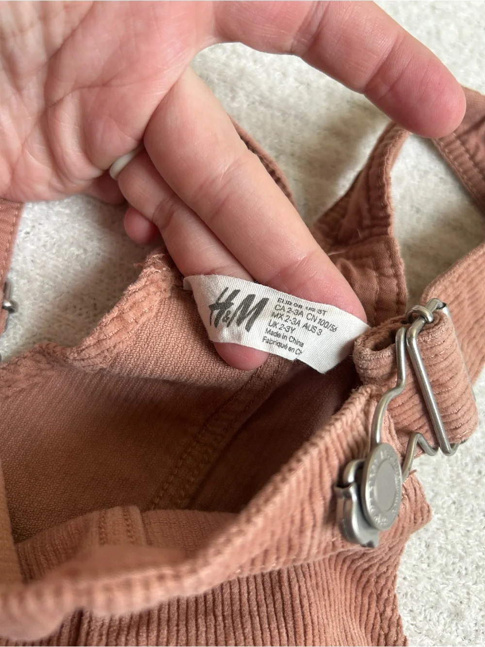 H&M Rust Brown Corduroy Pinafore Overall Dress
